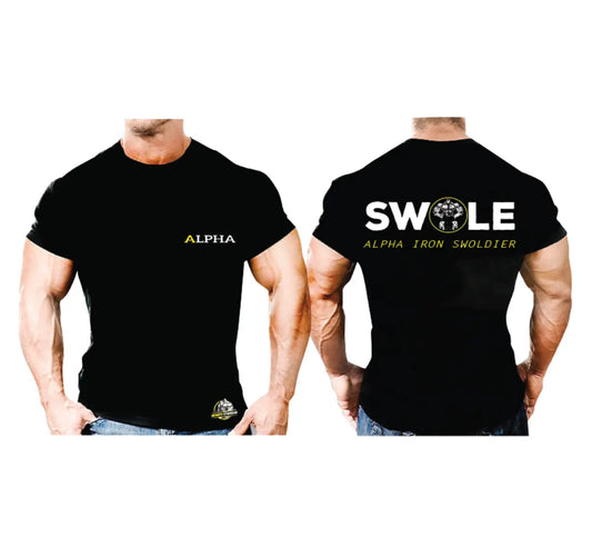 Cotton T-Shirt - Alpha Swole Black Monsta Gymwear