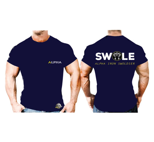 Cotton T-shirt - Alpha Swole Navy Monsta Gymwear